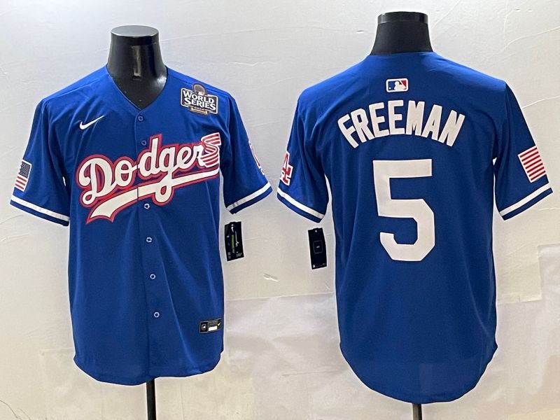 Men Los Angeles Dodgers 5 Freeman Blue Second generation Joint Name Nike 2025 MLB Jersey style 7